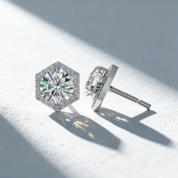 AI product photo image: hexagon halo studs, made by Grandior AI Studio