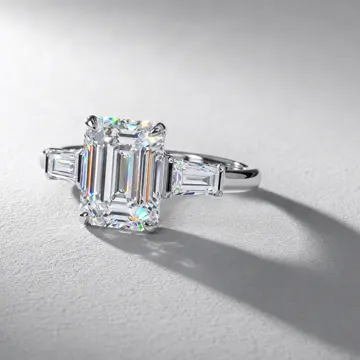 AI product photo image: emerald three stone, made by Grandior AI Studio
