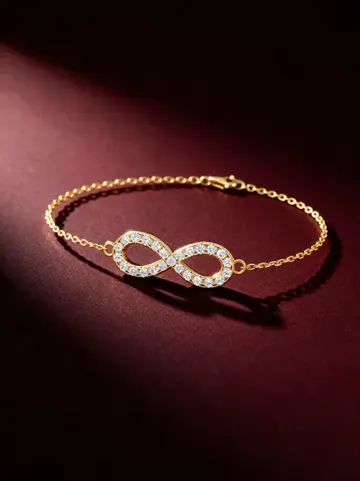 AI product photo image: gold infinity bracelet, made by Grandior AI Studio