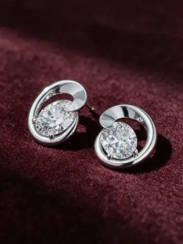 AI product photo image: round halo earrings, made by Grandior AI Studio