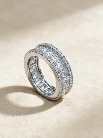 AI product photo image: emerald eternity band, made by Grandior AI Studio