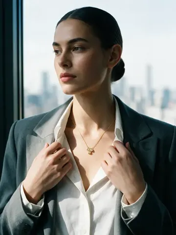AI on model image: blazer pendant, made by Grandior AI Studio