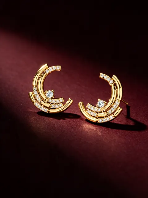 AI product photo image: gold arc earrings, made by Grandior AI Studio