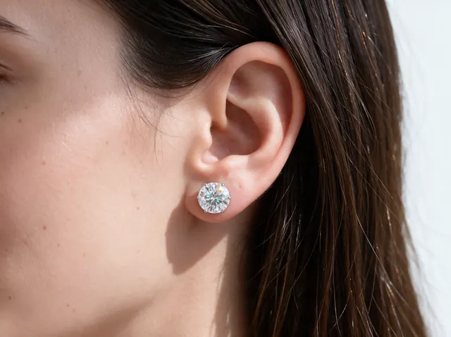 AI on ear image: round stud profile, made by Grandior AI Studio