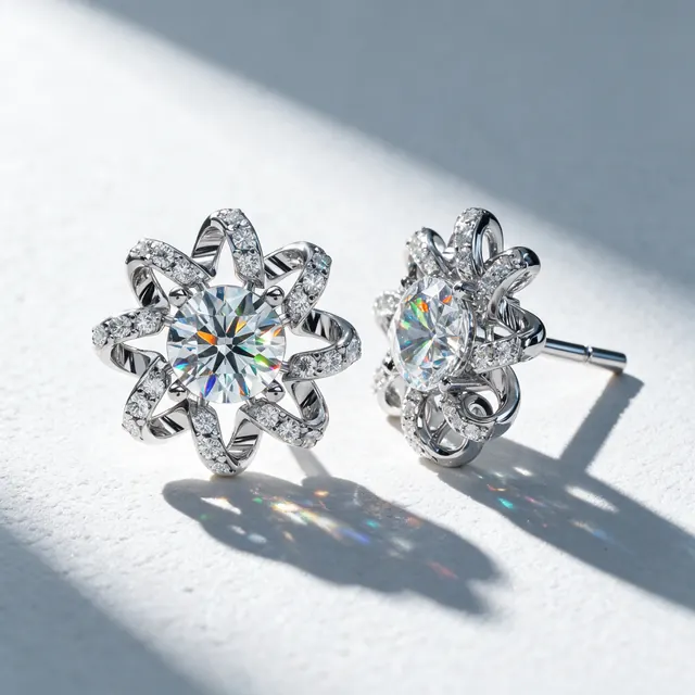 AI product photo image: floral studs, made by Grandior AI Studio
