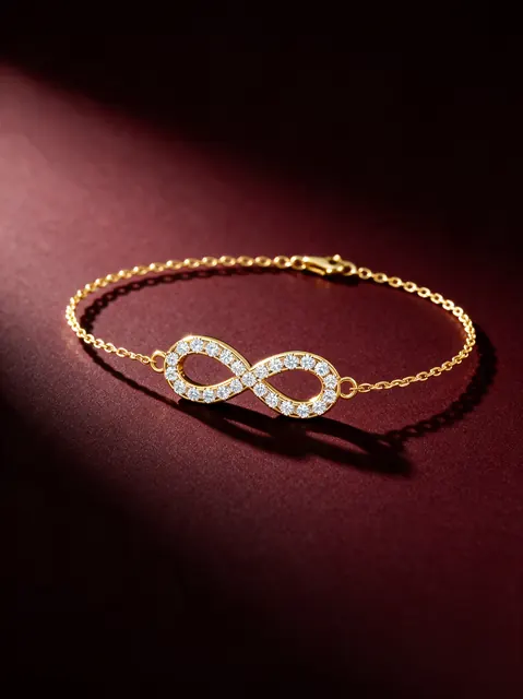 AI product photo image: gold infinity bracelet, made by Grandior AI Studio