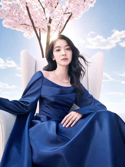 AI on model image: blossom necklace, made by Grandior AI Studio