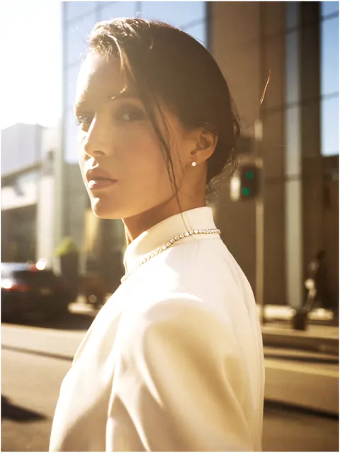 AI on model image: street necklace, made by Grandior AI Studio