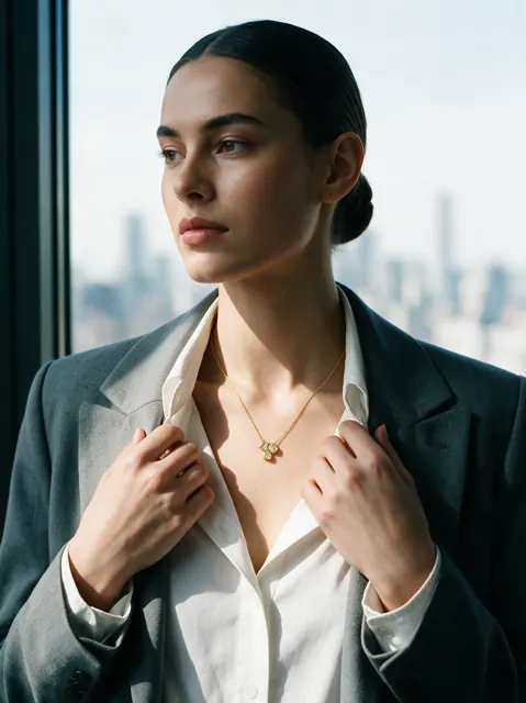 AI on model image: blazer pendant, made by Grandior AI Studio