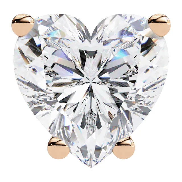 Heart solitaire studs, lab-grown diamond earring