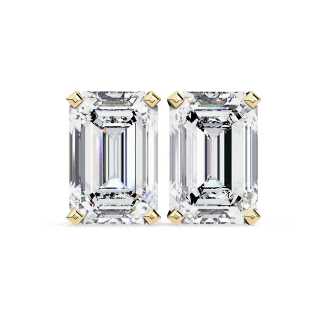 Emerald solitaire studs