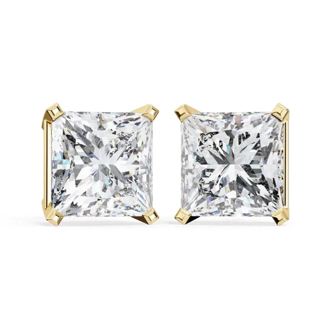 Princess solitaire studs, lab-grown diamond earring