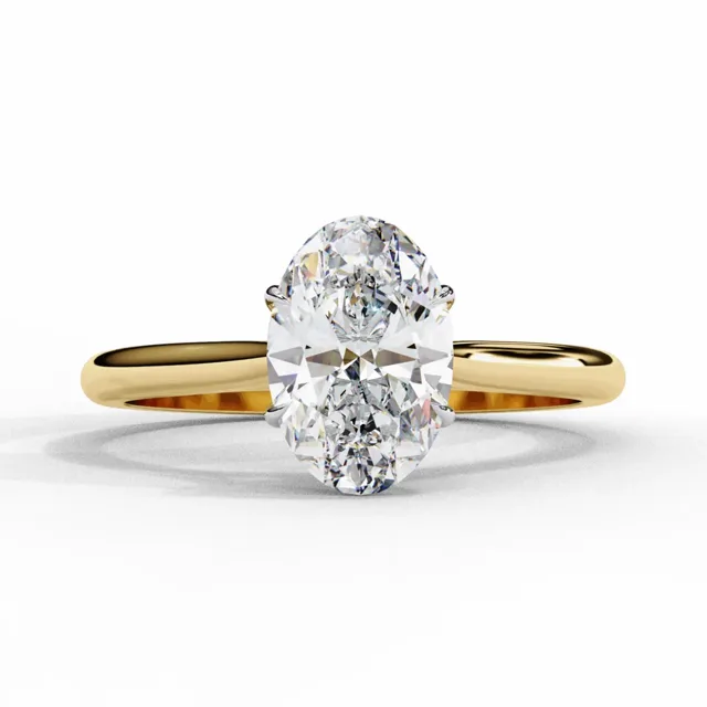 Oval classic solitaire, lab-grown diamond ring