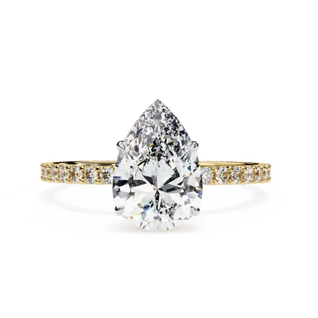Pear modern solitaire, lab-grown diamond ring