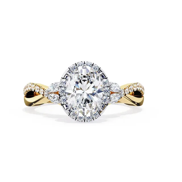 Oval halo ring, lab-grown diamond ring
