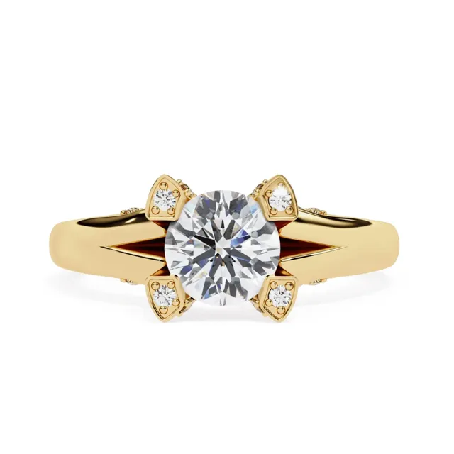 Round hidden halo ring, lab-grown diamond ring