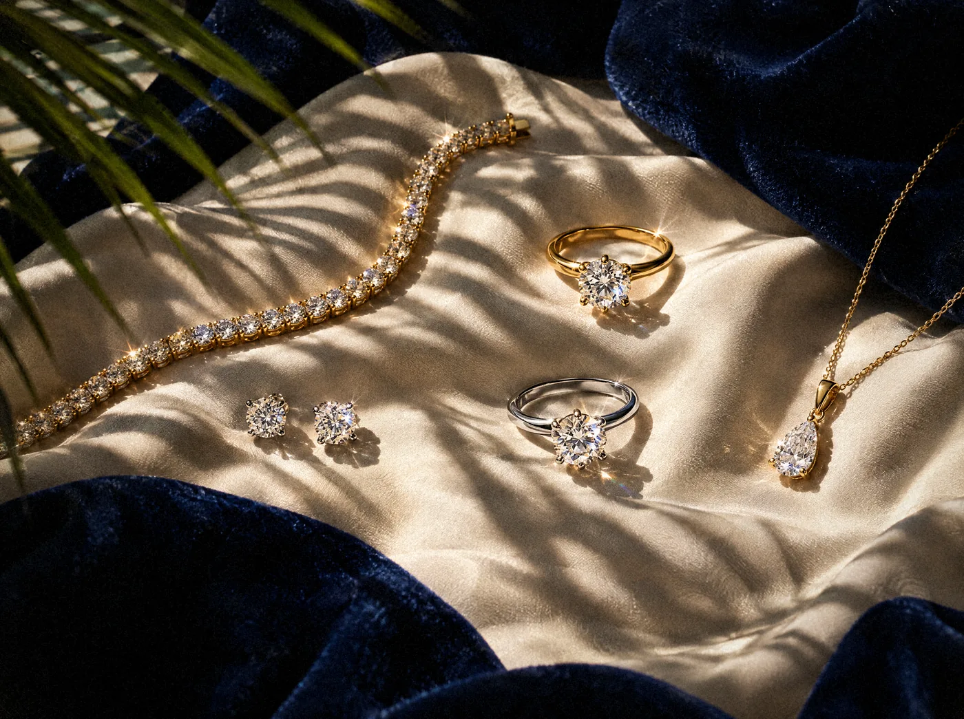 A gold bracelet, rings, stud earrings and a pendant, the kind of piece to plan when you learn how to make merch